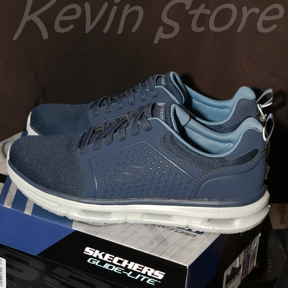 2 Pairs- Blue+Black- Skechers Men's Glide Lite Pacer Shoe. Price for 2. - Picture 3 of 14